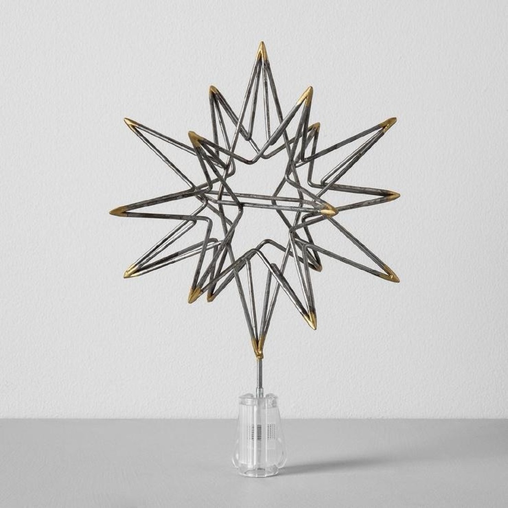 Hearth & Hand Distressed Silver & Gold Moravian Star Tree Topper
